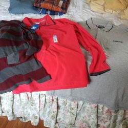 2 Long sleeve Shirts and One Fleece Pull Over 