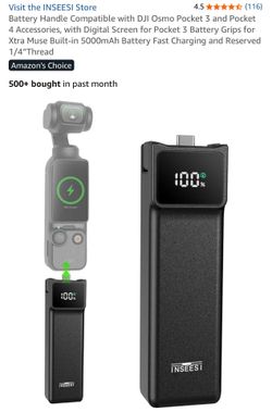 DJI Osmo Pocket 3 Camera  Extra Battery Battery Handle Compatible with DJI Osmo Pocket 3 and Pocket 4 Accessories, with Digital Screen for Pocket 3 Ba