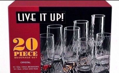 Live It Up! 20-Piece Crystal Beverage Glass Set