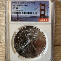 2017-S Silver Eagle S$1 Struck at San Francisco MS69 NGC