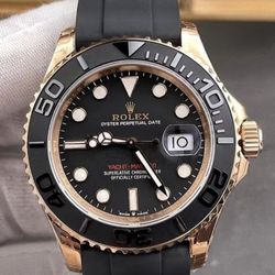 (500$)Rolex Yacht-Master 40 Everose Gold Oysterflex Black Dial