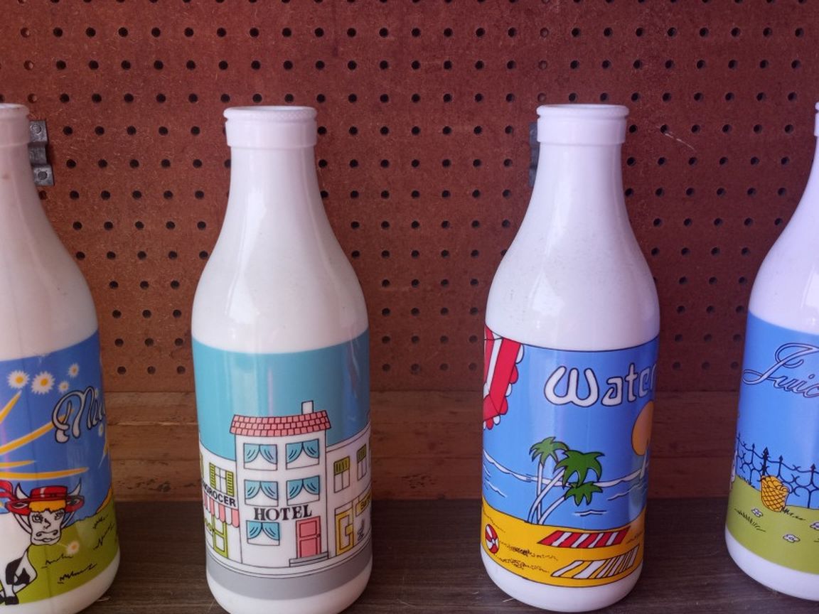 4 Milk Glass Bottles