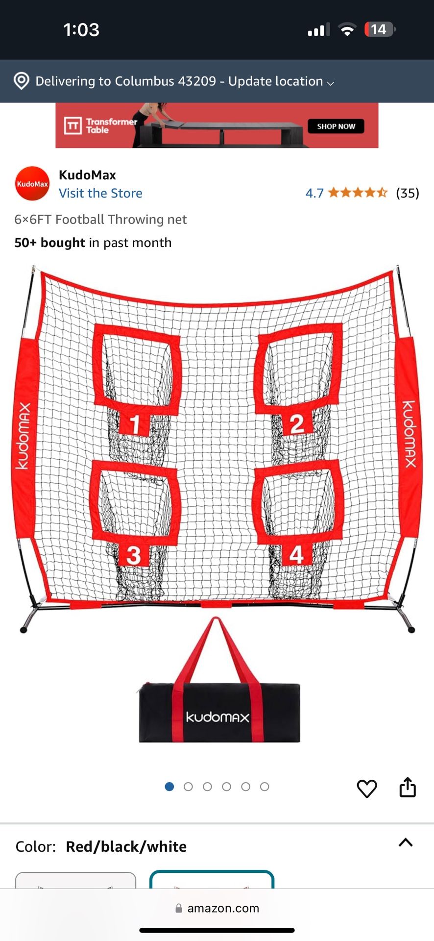 6×6FT Football Throwing net
