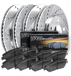 Hart Brakes Front Rear Brakes and Rotors Kit |Front Rear Brake Pads| Brake Rotors and Pads| Ceramic Brake Pads and Rotors - PHCC.66089.02