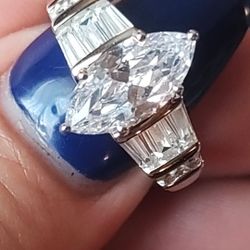 NEW Marquise Cut Cubic Zirconia Set In sterling Silver s 5 & 6