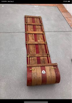 Rare Vintage Adirondack 6Ft Toboggan Two Tone Wooden Sled Retro Winter Home Decor