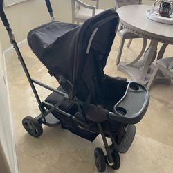 Joovy Caboose S Sit Stand Double Stroller - Black Melange- LIKE NEW 