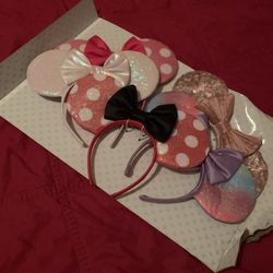 Brand New Disney Minnie Mouse Sparkle & Sequin Ears Set (5 Pairs)