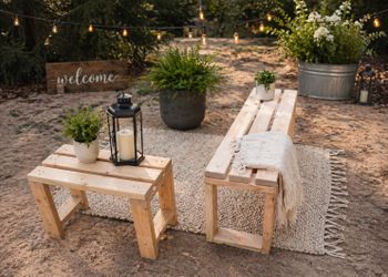 Handmade Rustic Patio Bench Set