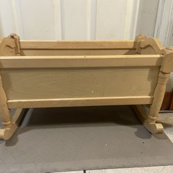 Wooden Rocking Doll Cradle 