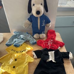 Vintage Plush Snoopy with several outfits - 12" tall - 1968 (Korea)