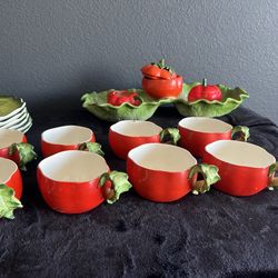 Vintage Holt Howard Tomato Dinnerware Set 1962 Mid Century 26 Pieces Service for 12