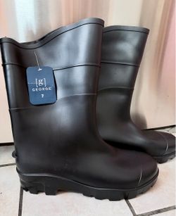 Unisex Rubber Rain Boots (9W/7M)-Black