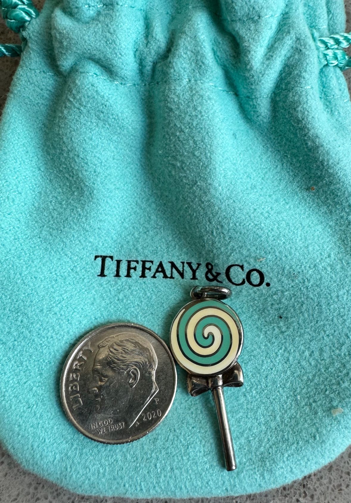 Rare Tiffany & Co Silver And Enamel Lollipop Charm