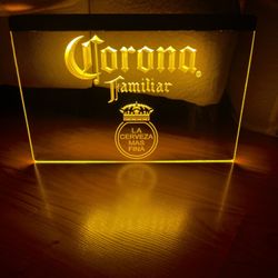 CORONA FAMILIAR LED NEON GOLD LIGHT SIGN 8x12