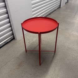 Red Side Table W/Tray