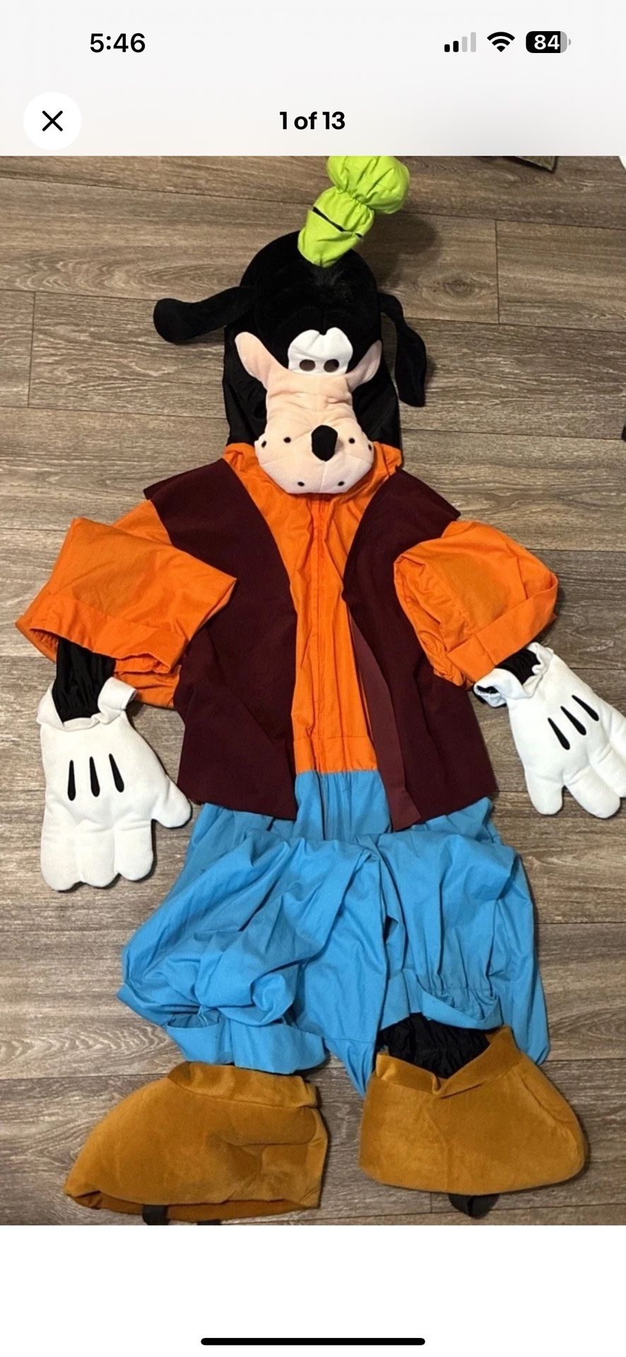 Disney Goofy Costume Plush Mascot Disney Catalog Size 2-4 
