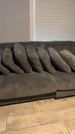 GREY CORDUROY SECTIONAL GREAT CONDITION