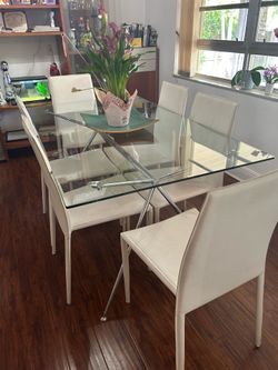 Dinning set, 6 chair, off white
