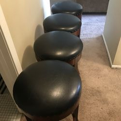 4 Leather Bar Stools 