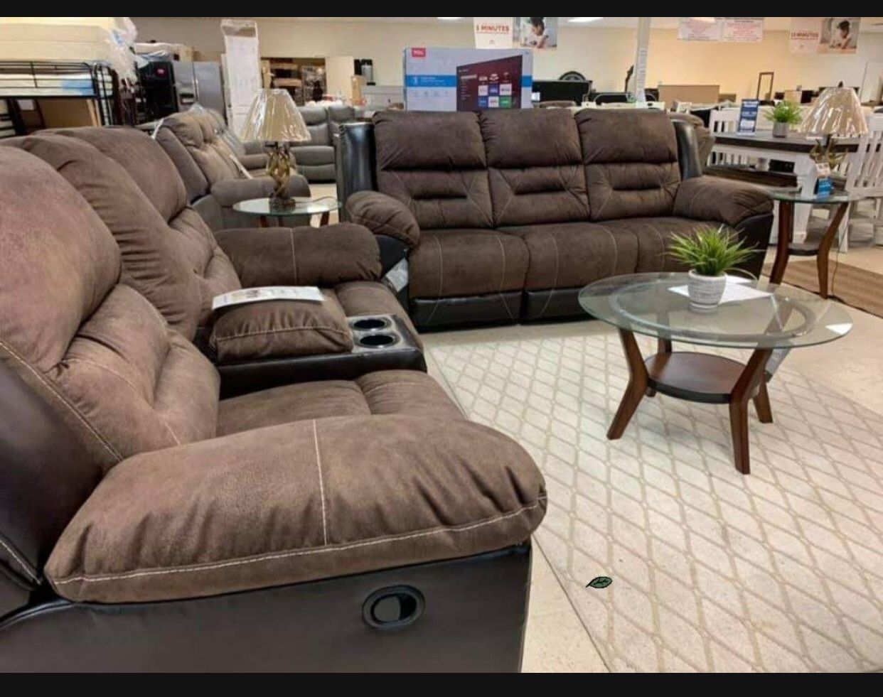 Piece Living Room Set Earhart Two Tone 👉 Reclining Sofa And