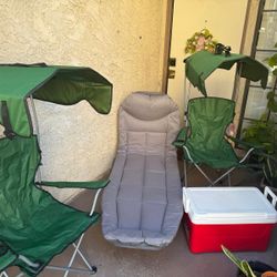 Beach Set Bundle – Chairs with Canopy + Lounge Chair + Coole