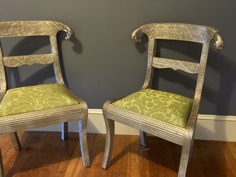 Metal Wrapped Ram Head Accent Chairs