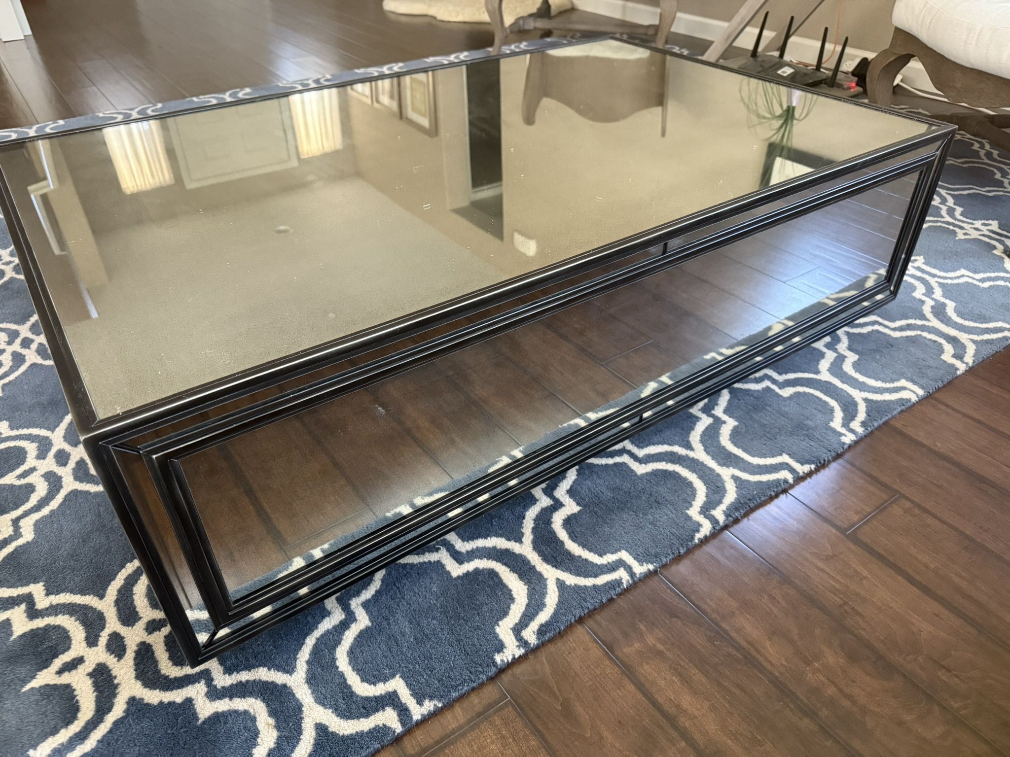 Beautiful Restoration Hardware Coffee Table With Mirror Top And Drawer