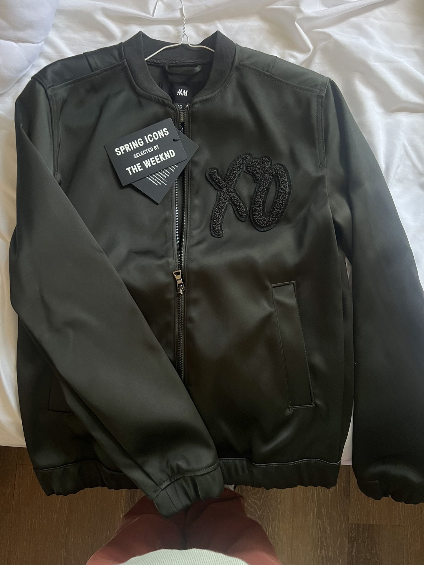 H&M × The Weeknd Bomber XO Olive Metal Jacket