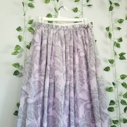 Lapis Womens Lilac Paisley Elastic Waist Full Skirt Sz Med