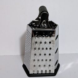 British Designs Grater Stainless Steel 6 Sided Box Grater with Black Grip Handle