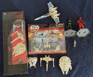 Star Wars Vehicle & Figure Lot – Black Series Titanium Micro Machines Millennium Falcon