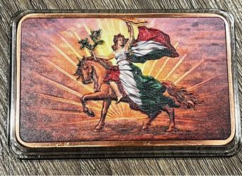 2026-5 onzas .999 Cobre Puro Copper Colored Bar in Capsule - CABALLITO Mexicanos