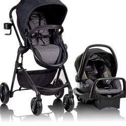Evenflo Pivot Modular Travel System with LiteMax Infant Car Seat with Anti-Rebound Bar (Casual Gray)