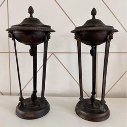 Pair of Pier 1 bronze Incense/Candle Holders - Classical Style 