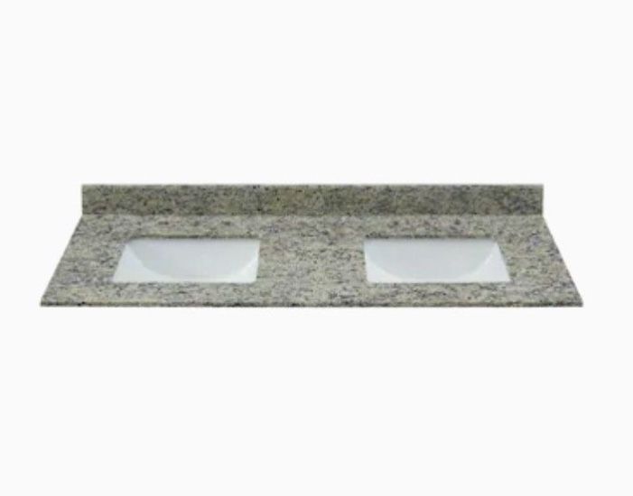 Granite Vanity Top with White Rectangular Double Sink