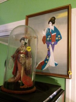 Geisha Doll in Glass Dome $17.50 & Geisha Picture $25