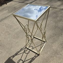 Charming Square Metal Table With Mirror Glass Top 