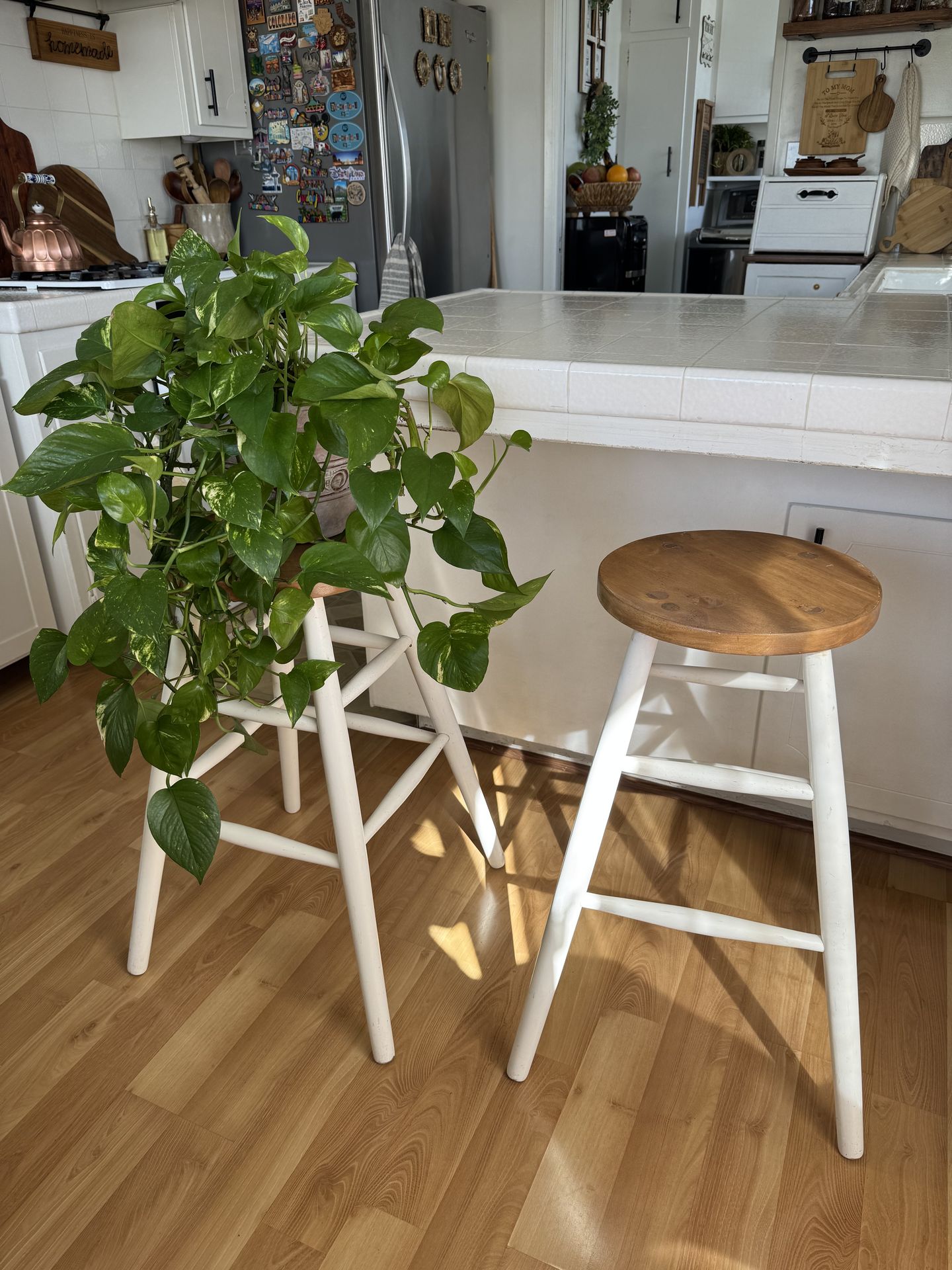 Pair of wooden bar stools