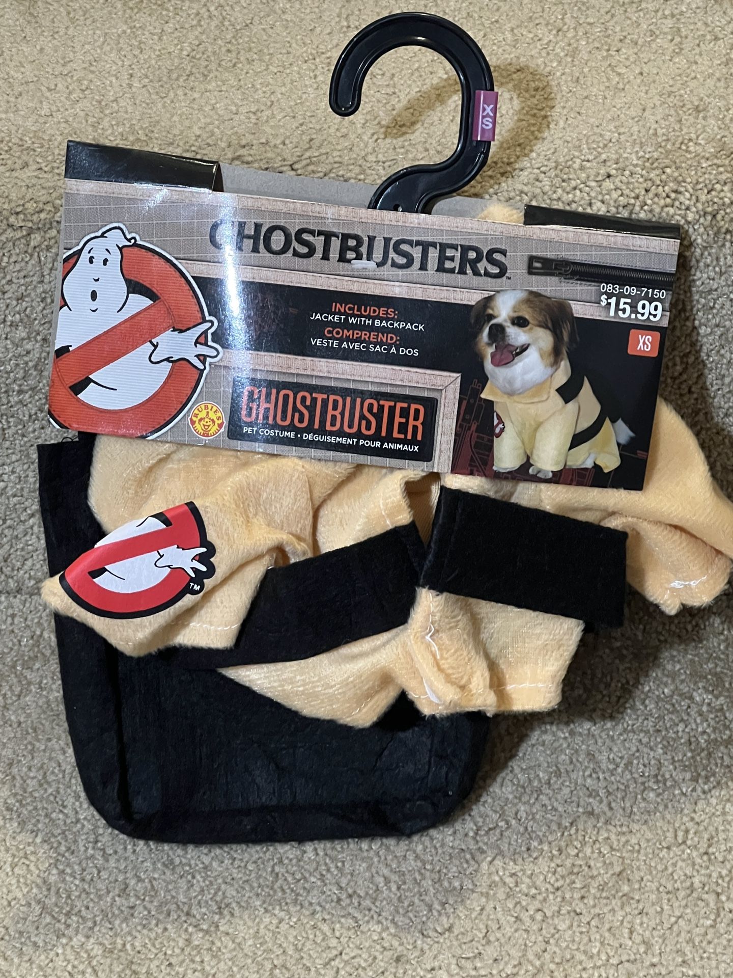 Ghostbusters Dog Costume With Backpack Size XS Rubies New