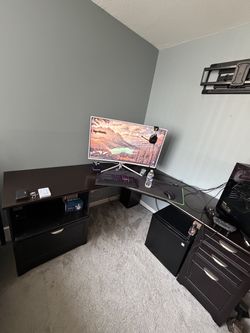 Dark Brown L-Shaped Desk