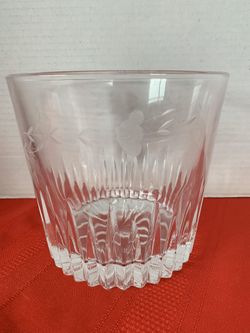 Princess House Ice Bucket Floral Etched Glass Crystal Bowl