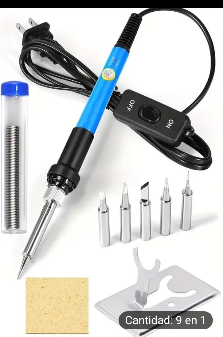 Nine-in-one 60w Soldering Kit with Temperature Adjustment, Electric Soldering Iron with Switch - Household Set 