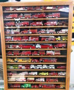 Displayed in a Beautiful Wood Glass "Antique FireTrucks & Ambulance"