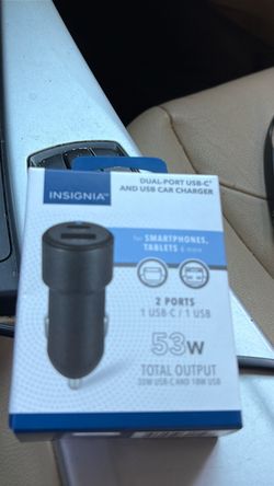 Insignia Dual-Port USB-C and USB Car Charger