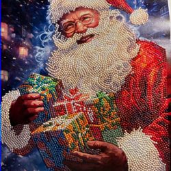 Completed Diamond Dots Picture Of Santa “Christmas Gifts”