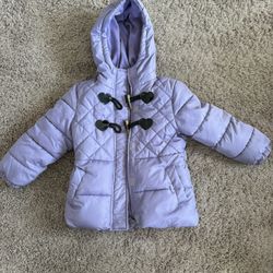 Purple Platinum Toddler Girl Diamond Quilt Toggle Puffer Jacket - 4T