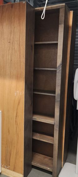 Very tall wood  bookcase shelves