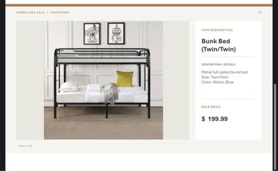 New Metal Twin/Twin Bunk Bed – Black
