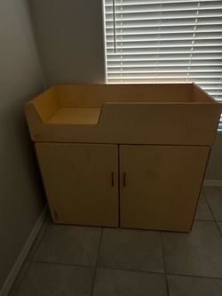 Wooden Daycare Changing Table with Steps & Storage – $300